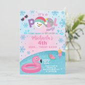 Meisje indoor winter zwembad feest verjaardagsuitn kaart (Staand voorkant)