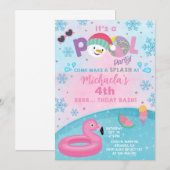 Meisje indoor winter zwembad feest verjaardagsuitn kaart (Voorkant / Achterkant)