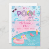 Meisje indoor winter zwembad feest verjaardagsuitn kaart (Voorkant / Achterkant)
