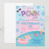 Meisje indoor winter zwembad feest verjaardagsuitn kaart (Voorkant / Achterkant)