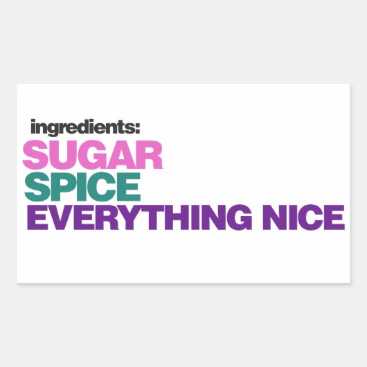 Meisje Ingrediënten Rechthoekige Sticker (Voorkant)