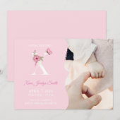 Meisje Initiaal van geboorte X Kaart (Voorkant / Achterkant)