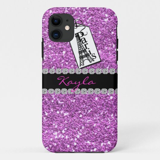 Meisje IPHONE 5 HOESJE PINK. PARIS BLING (Achterkant)