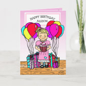 Meisje is gelukkig Verjaardag Kaart (Voorkant)