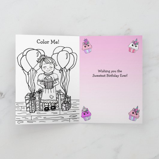 Meisje is gelukkig Verjaardag Kaart (Binnen)