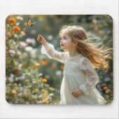 Meisje jaagt op een monarchvlinder muismat (Voorkant)