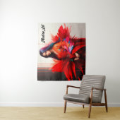 Meisje Japans kimono Aziatisch kleurrijk rood bloe Wandkleed (In situ)