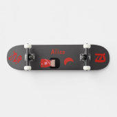 Meisje Japanse stijl met monogram "Moon" en naam Persoonlijk Skateboard (Horizontaal)