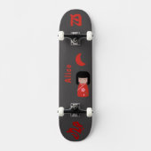 Meisje Japanse stijl met monogram "Moon" en naam Persoonlijk Skateboard (Voorkant)