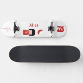 Meisje Japanse stijl met monogram "Moon" en naam Persoonlijk Skateboard (Horizontaal)