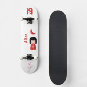 Meisje Japanse stijl met monogram "Moon" en naam Persoonlijk Skateboard (Voorkant)