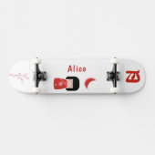 Meisje Japanse stijl met monogram "Moon" en naam Persoonlijk Skateboard (Horizontaal)