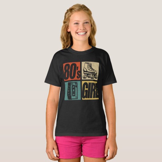 Meisje jaren '80 Mode 80 Theme Party 80 T-shirt (Voorkant volledig)