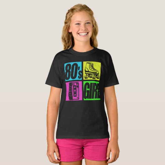 Meisje jaren '80 Mode 80 Theme Party 80 T-shirt (Voorkant volledig)