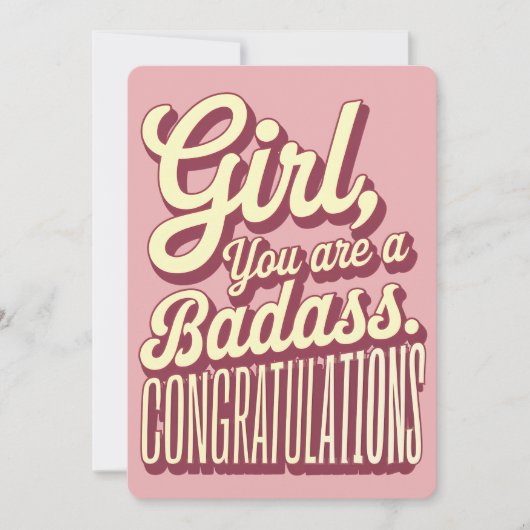 Meisje Je bent een Badass  Retro Afstuderen Feestdagenkaart (Voorkant)