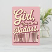 Meisje Je bent een Badass  Retro Afstuderen Feestdagenkaart (Staand voorkant)