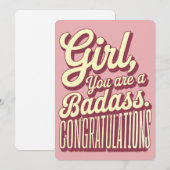 Meisje Je bent een Badass  Retro Afstuderen Feestdagenkaart (Voorkant / Achterkant)
