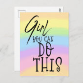 Meisje Je kunt deze inspirerende quote Rainbow Col Briefkaart (Voorkant / Achterkant)