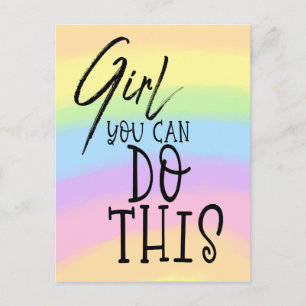 Meisje Je kunt deze inspirerende quote Rainbow Col Briefkaart