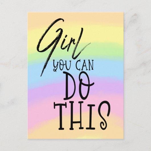 Meisje Je kunt deze inspirerende quote Rainbow Col Briefkaart (Voorkant)