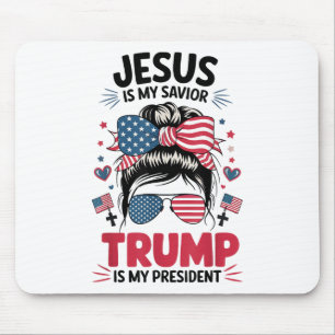 Meisje Jesus My Savior Trump President Christelijk Muismat