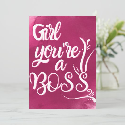 meisje, jij bent een baas - lady boss citaten feestdagenkaart (Staand voorkant)
