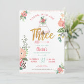 Meisje Jong Wild Drie Boho Tribal Verjaardag Uitno Kaart (Staand voorkant)