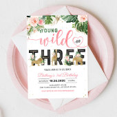 Meisje Jong wild en drie Verjaardagen Kaart