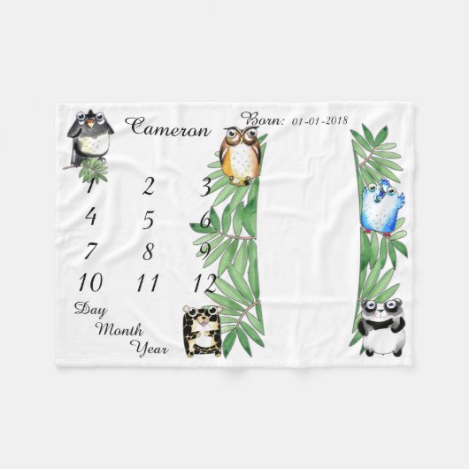 Meisje/Jongen Baby Milestone Deken Maat 40 x 30 (Voorkant (Horizontaal))