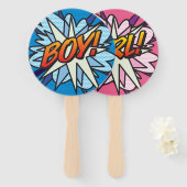 Meisje Jongen Geslacht Onthullen Quiz Spel Teken Handwaaier (Voorkant en achterkant)