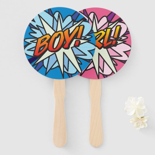 Meisje Jongen Geslacht Onthulling Quiz Spel Bord Handwaaier (Voorkant en achterkant)