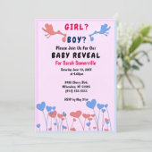 Meisje, jongen onthullen, ooievaars, hart bloem Ba Kaart (Staand voorkant)