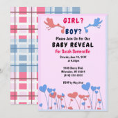 Meisje, jongen onthullen, ooievaars, hart bloem Ba Kaart (Voorkant / Achterkant)