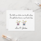 Meisje / Jongen Op Maat Gemaakte Tweeling Baby's F Kaart (Voorkant / Achterkant in situ)