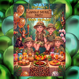 Meisje Jongen Plezier Jungle Safari Verjaardagsfee Kaart