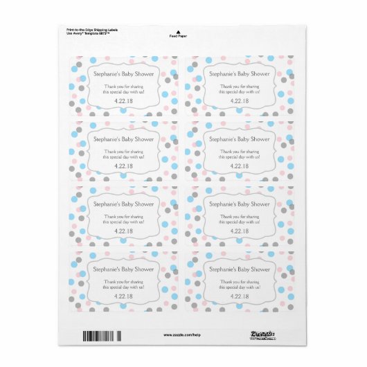 Meisje jongen tweeling / geslacht onthullen waterf etiket (Full Sheet)