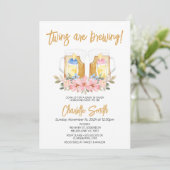 Meisje Jongen Twins Baby is Brouwen Baby shower Kaart (Staand voorkant)