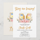 Meisje Jongen Twins Baby is Brouwen Baby shower Kaart (Voorkant / Achterkant)