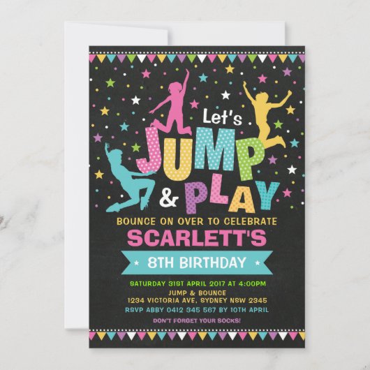 Meisje JUMP Birthday Party Bounce House Trampoline Kaart (Voorkant)