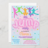 Meisje JUMP en uitnodiging voor verjaardagsfeestje (Voorkant / Achterkant)