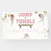 Meisje Jump & Tumble Gymnastiek Verjaardagsfeest Spandoek (Horizontaal)