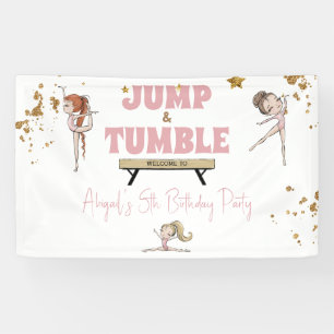 Meisje Jump & Tumble Gymnastiek Verjaardagsfeest Spandoek