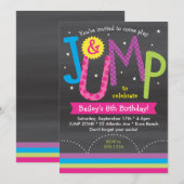 Meisje Jump Verjaardagsfeest Krijtbord Roze Paarse Kaart (Voorkant / Achterkant)