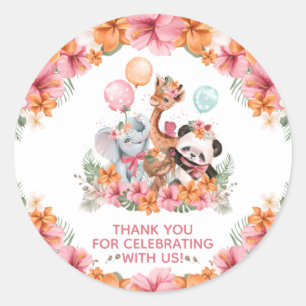 Meisje Jungle Safari Ronde Sticker