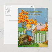Meisje & kalkoen briefkaart (Voorkant / Achterkant)