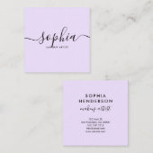 Meisje Kalligrafie Modern Licht Paars Vierkante Visitekaartje (Voorkant / Achterkant)
