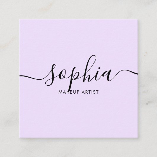 Meisje Kalligrafie Modern Licht Paars Vierkante Visitekaartje (Voorkant)