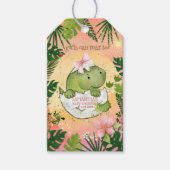 Meisje kan ook brullen! Dinosaurus Roze Waterverf Cadeaulabel (Voorkant)