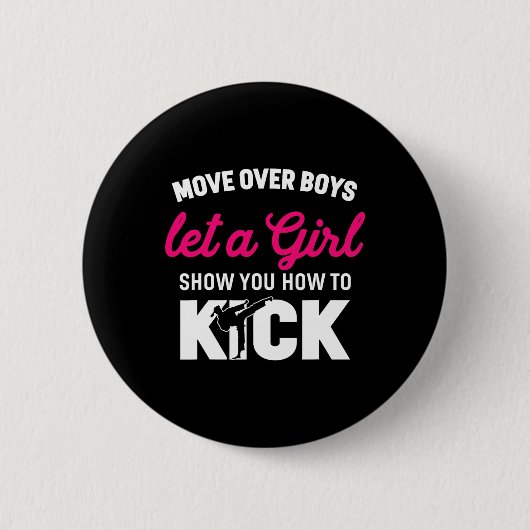 Meisje Karate Grappige Dochter Kick Boxer Gift Ronde Button 5,7 Cm (Voorkant)