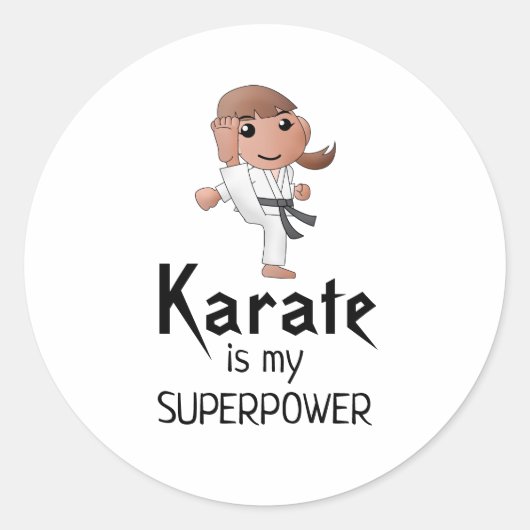 Meisje - Karate is mijn Superpower Ronde Sticker (Voorkant)